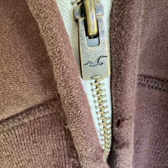 Hollister Chocolate Brown Hoodie/Jacket with Embroidery Vintage Distressed new - Picture 7 of 9